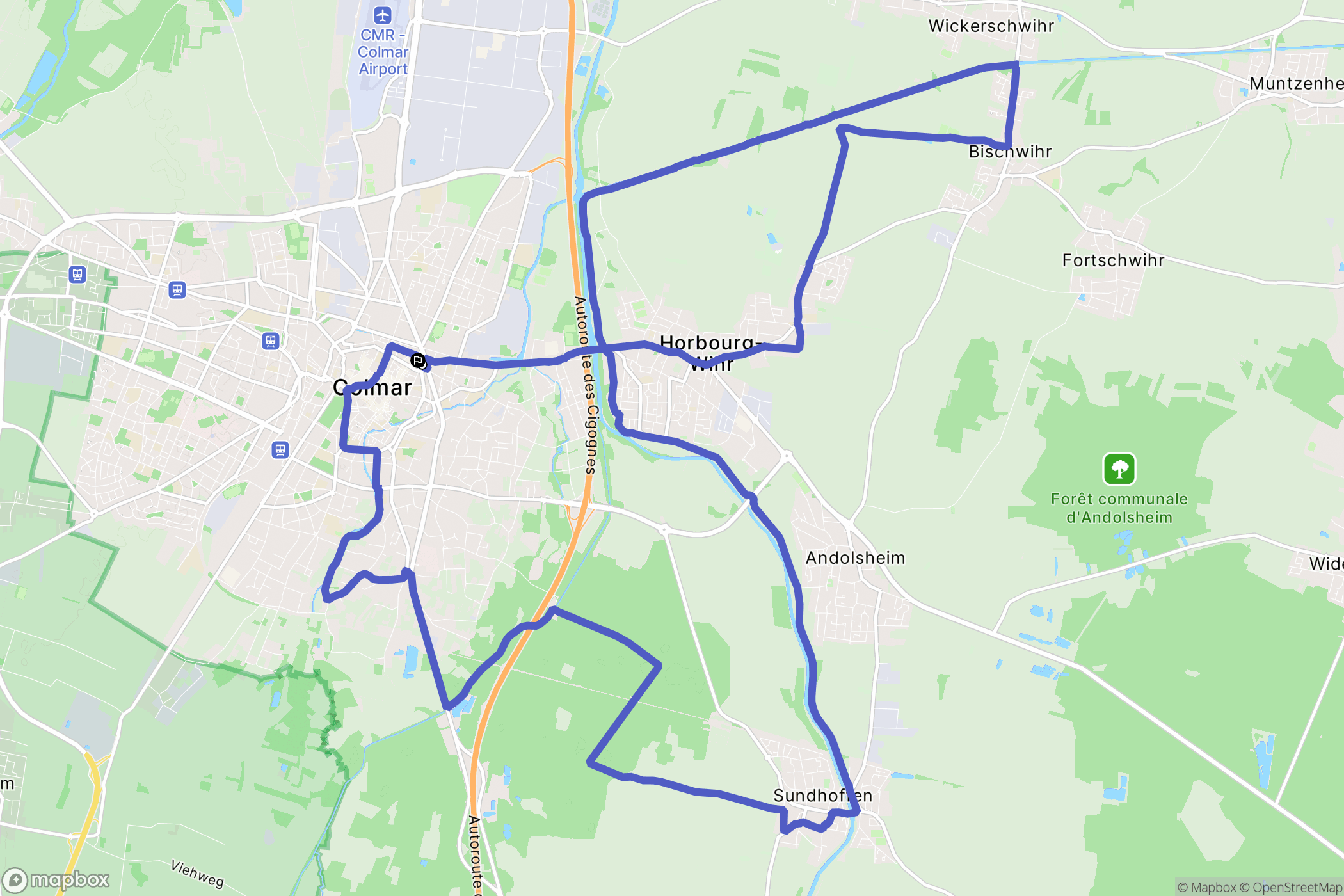 Colmar : carte du parcours de randonnée - France