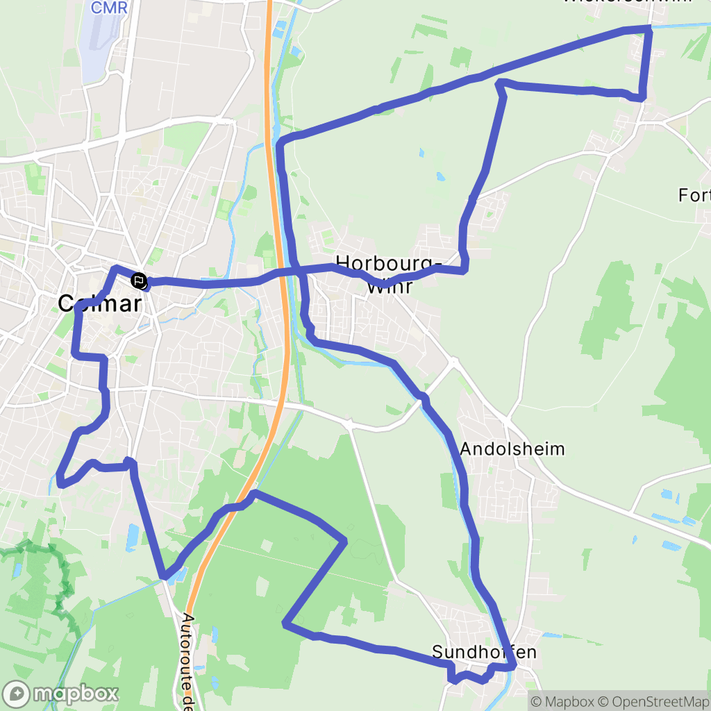 Colmar : carte du parcours de randonnée - France