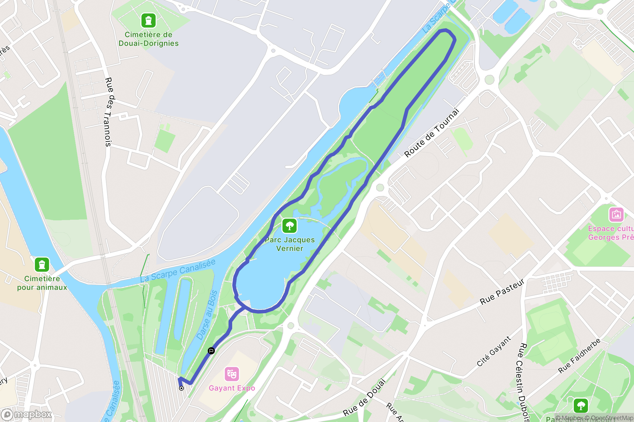 Douai : carte du parcours de randonnée - France