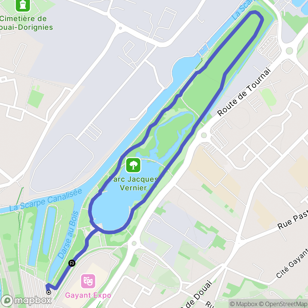 Douai : carte du parcours de randonnée - France