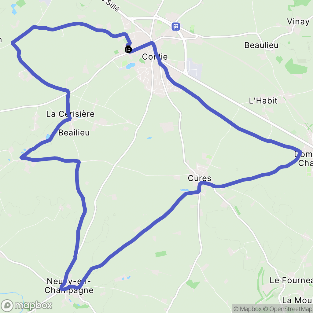 Conlie : carte du parcours de randonnée - France