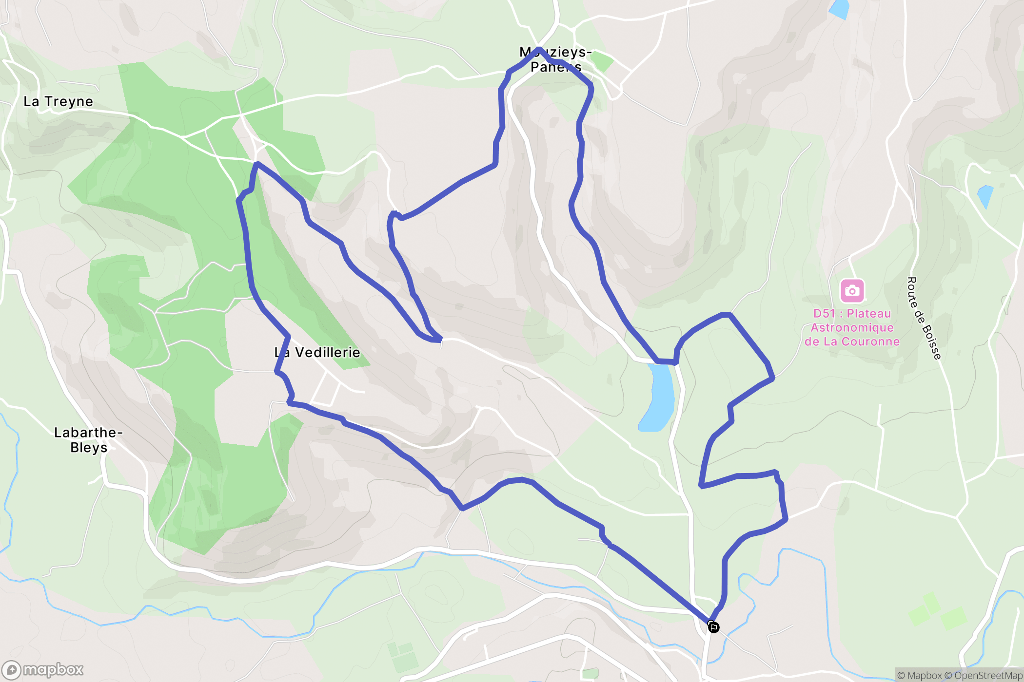 Cordes-sur-Ciel : carte du parcours de randonnée - France