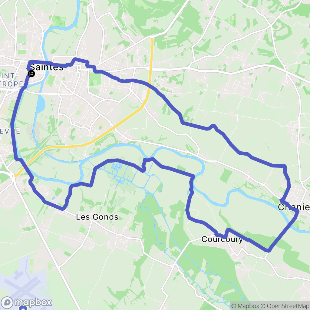 Saintes : carte du parcours de randonnée - France