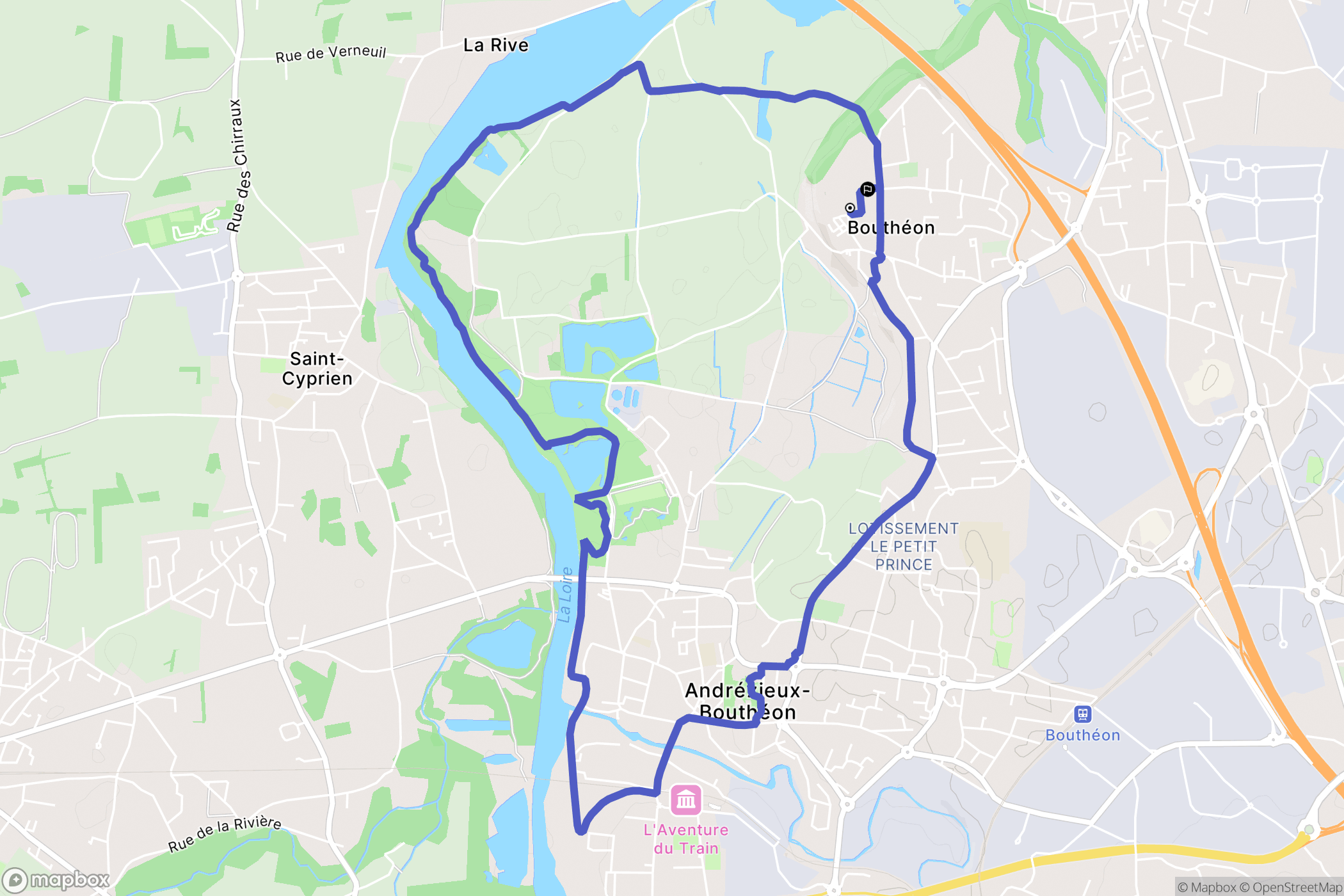 Andrézieux-Bouthéon : carte du parcours de randonnée - France