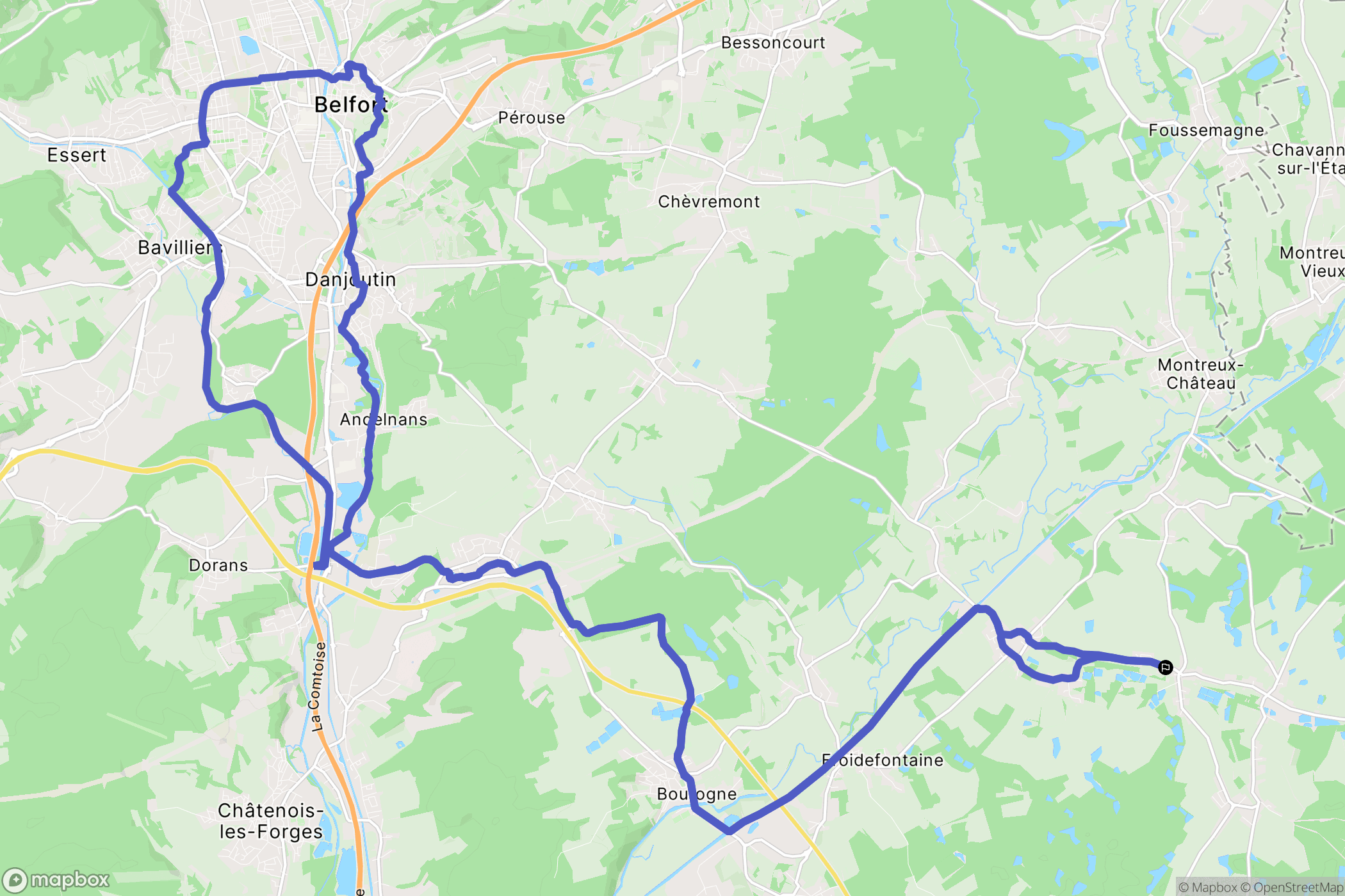 Grosne : carte du parcours de randonnée - France