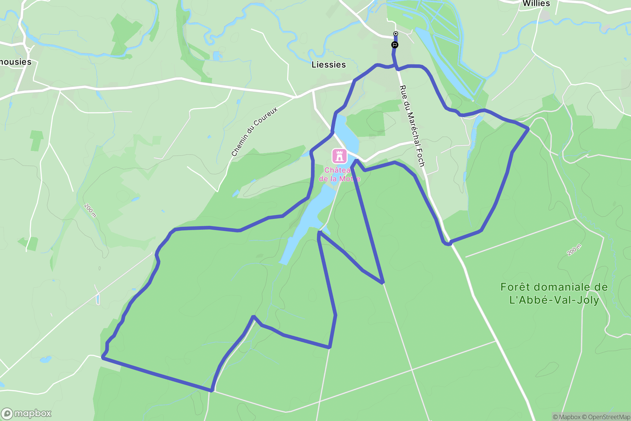 Liessies : carte du parcours de randonnée - France