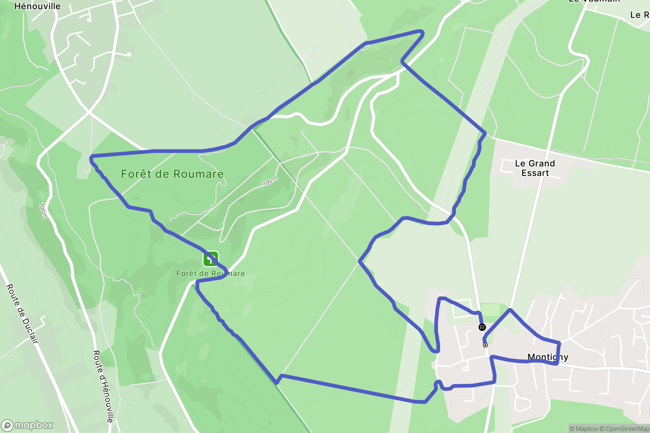 Montigny : carte du parcours de randonnée - France