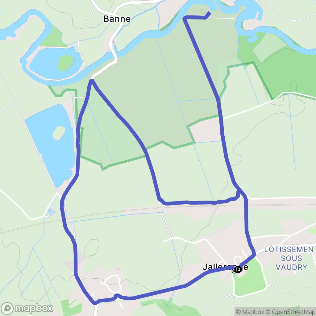 Jallerange : carte du parcours de randonnée - France
