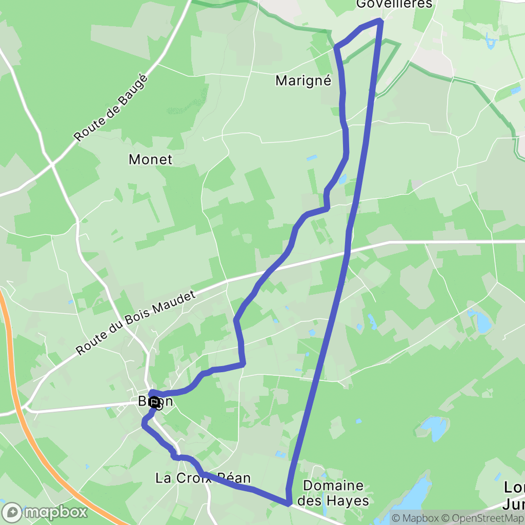Les Bois d'Anjou : carte du parcours de randonnée - France