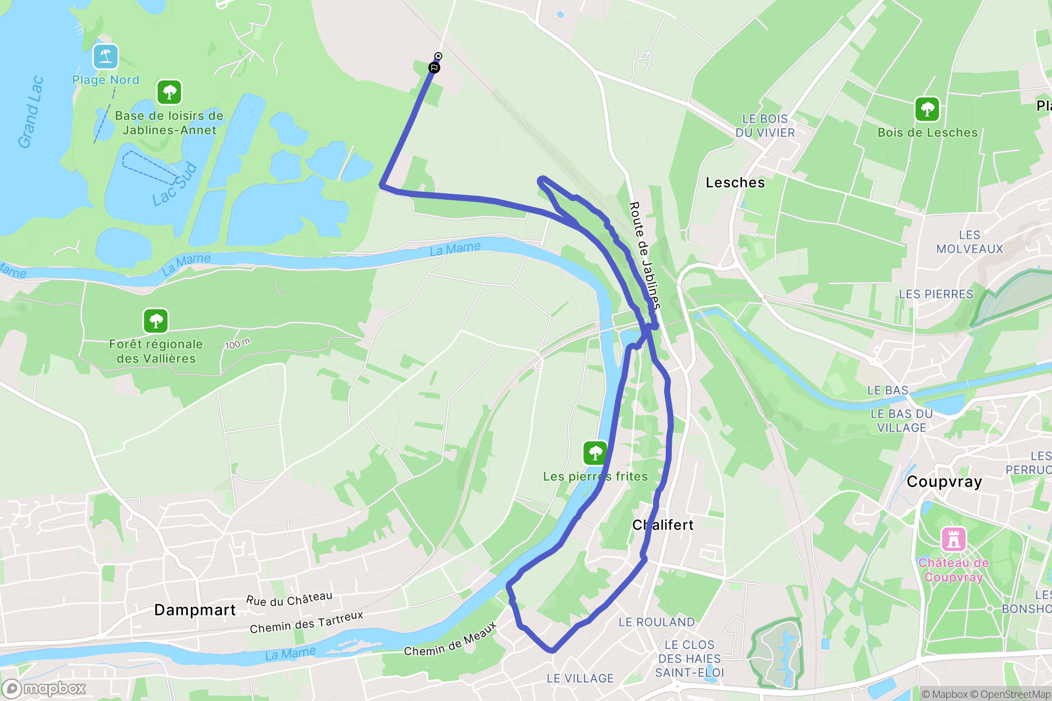 Jablines : carte du parcours de randonnée - France
