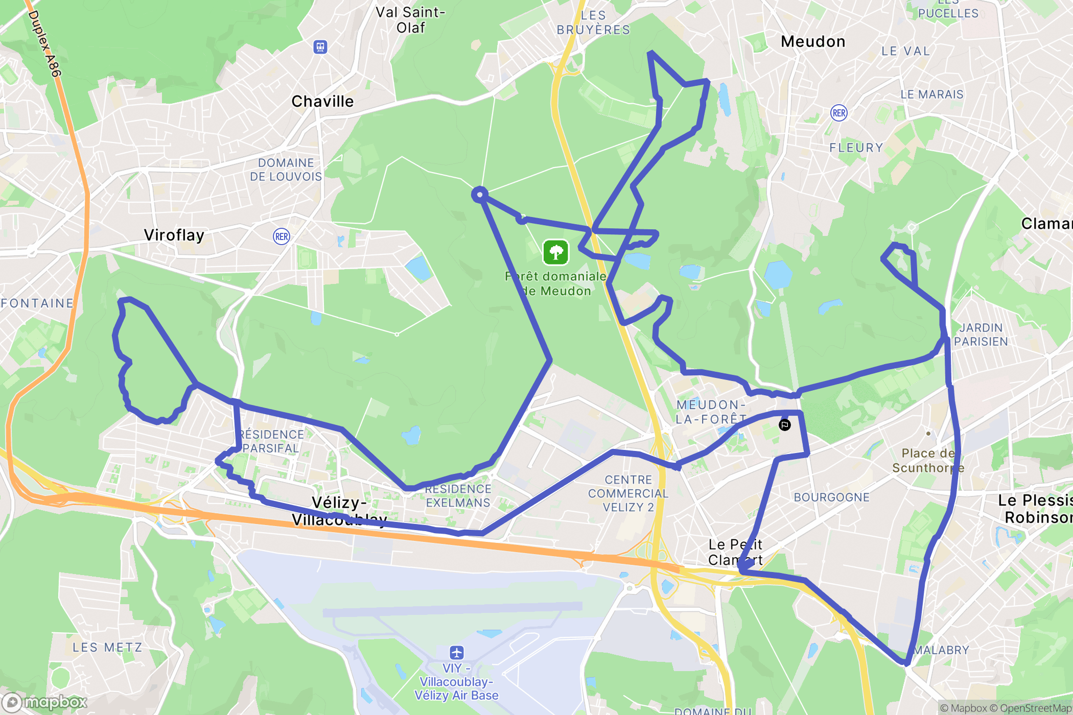 Clamart : carte du parcours de randonnée - France