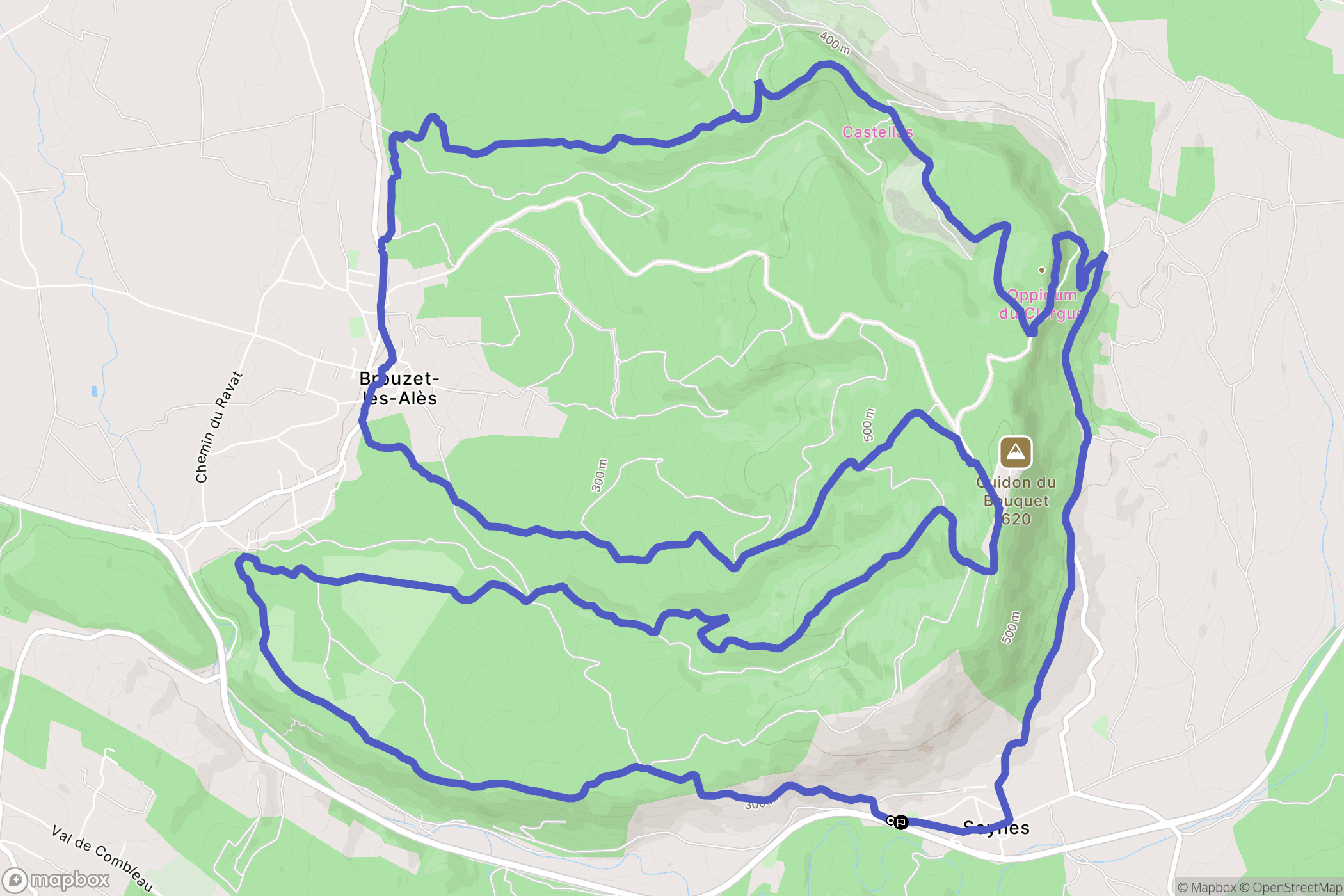 Seynes : carte du parcours de randonnée - France