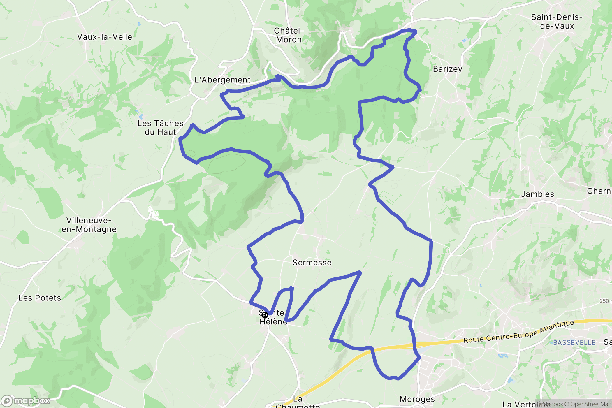 Sainte-Hélène : carte du parcours de randonnée - France