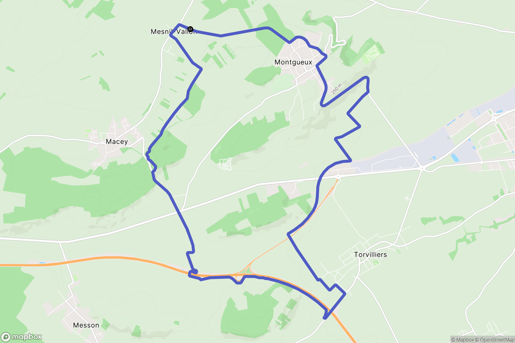 Macey : carte du parcours de randonnée - France