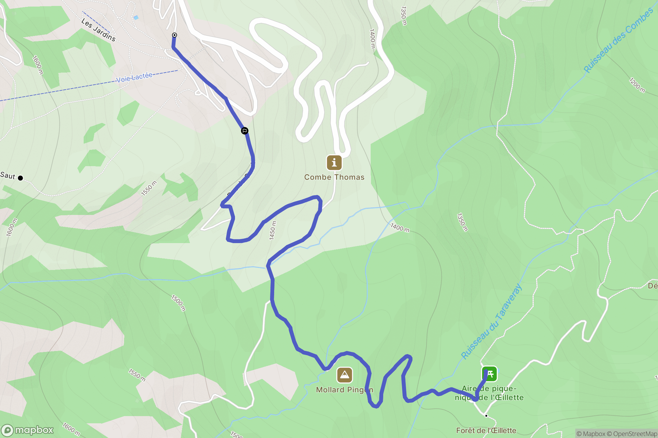 Villarembert : carte du parcours de randonnée - France
