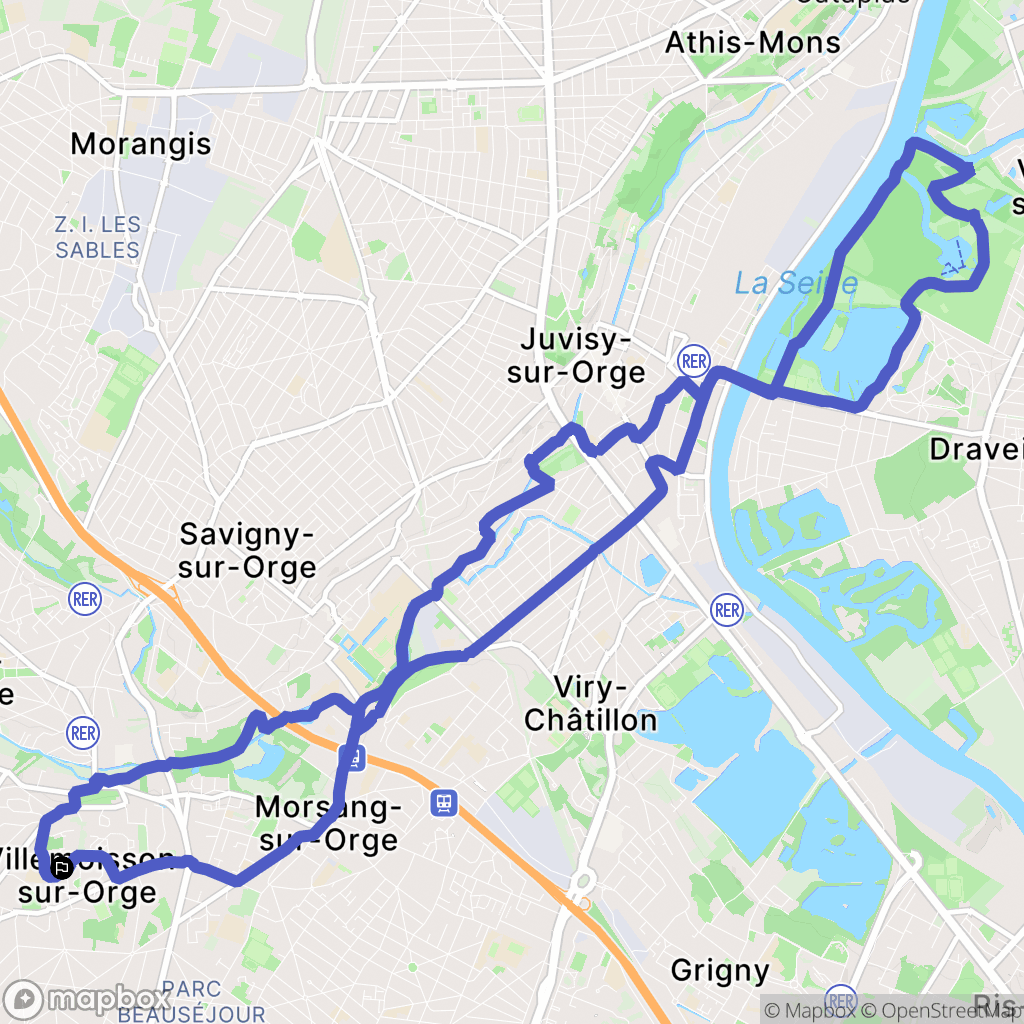 Villemoisson-sur-Orge : carte du parcours de randonnée - France