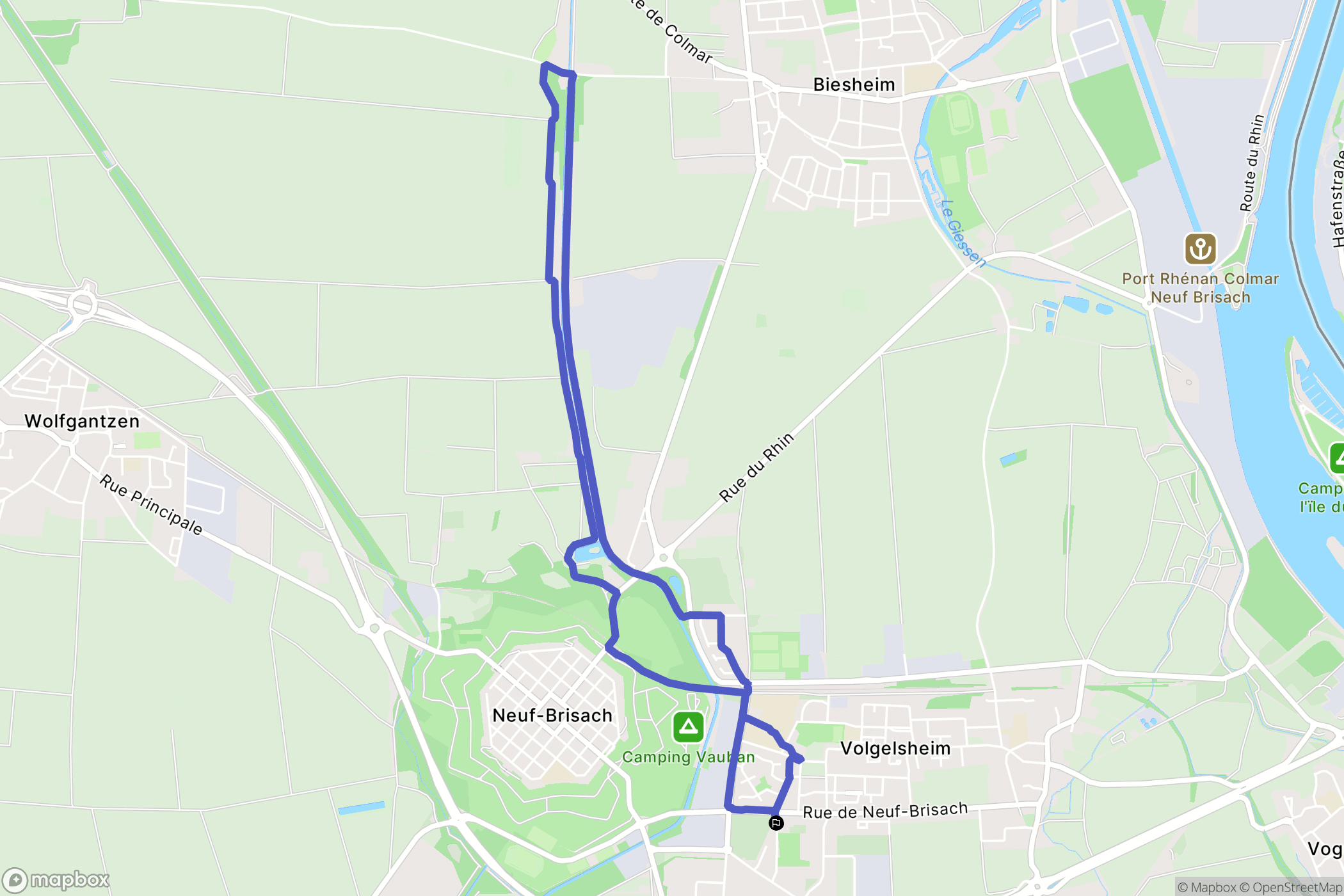 Volgelsheim : carte du parcours de randonnée - France