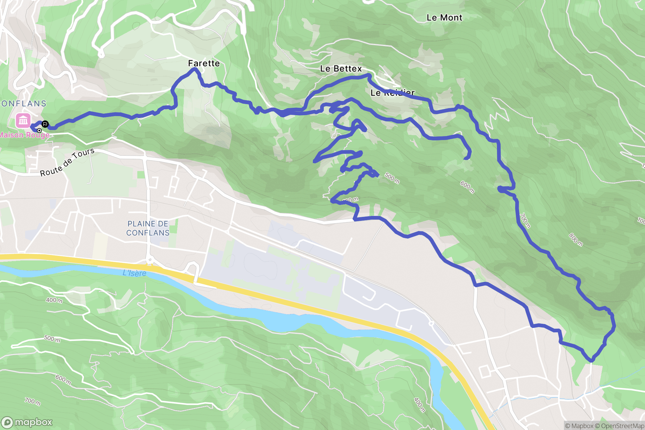 Albertville : carte du parcours de randonnée - France