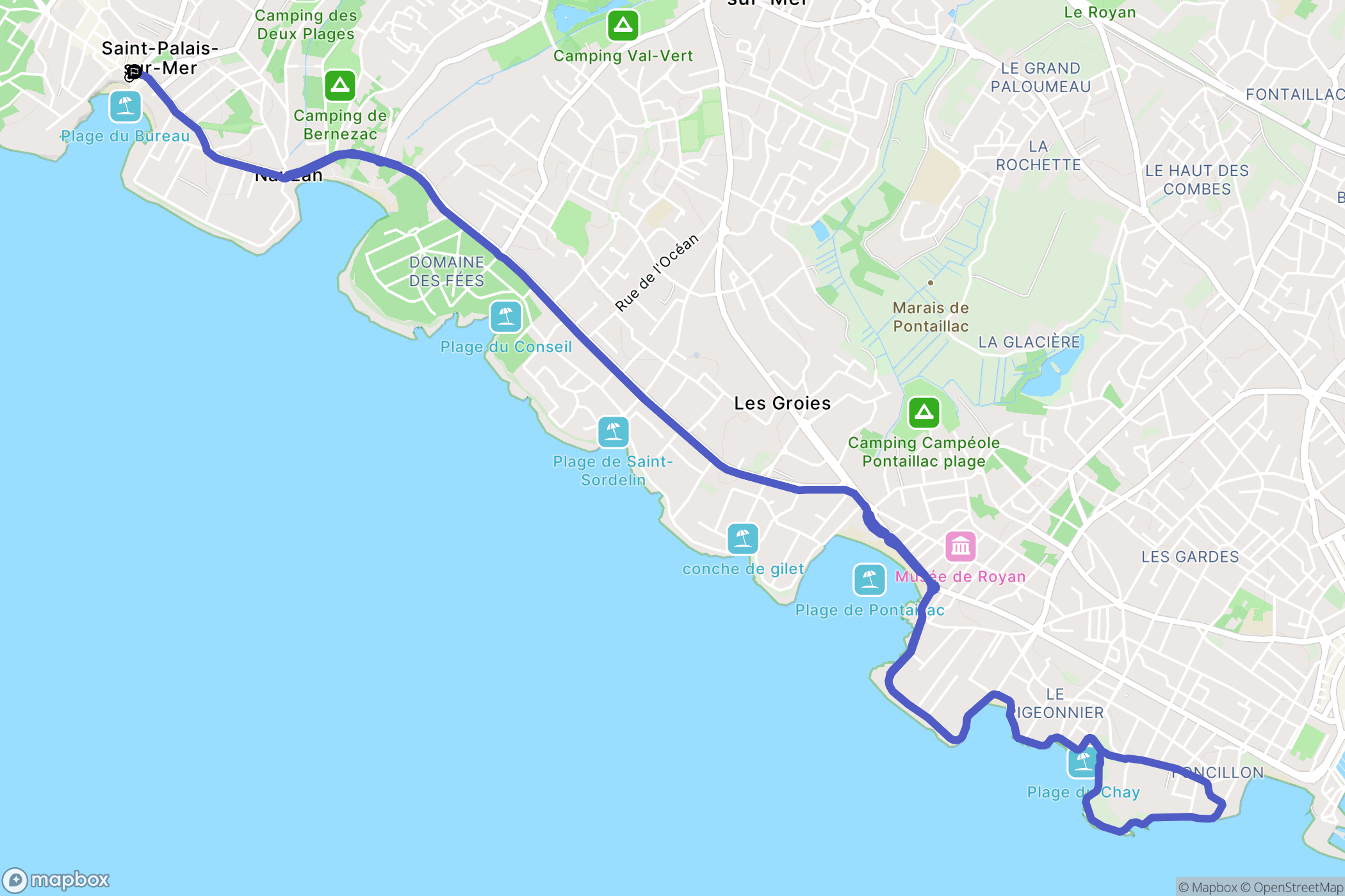 Saint-Palais-sur-Mer : carte du parcours de randonnée - France
