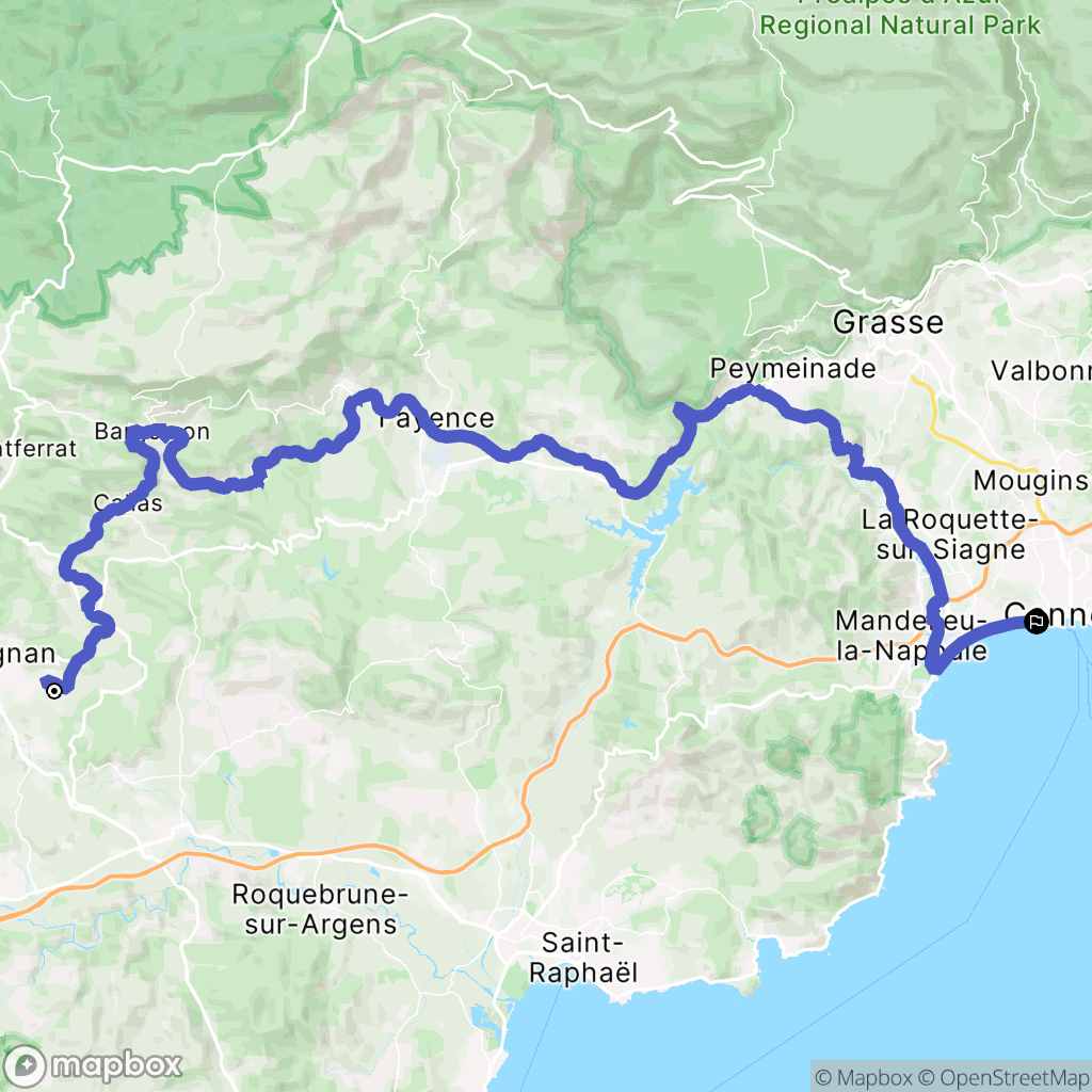 Draguignan : carte du parcours de randonnée - France