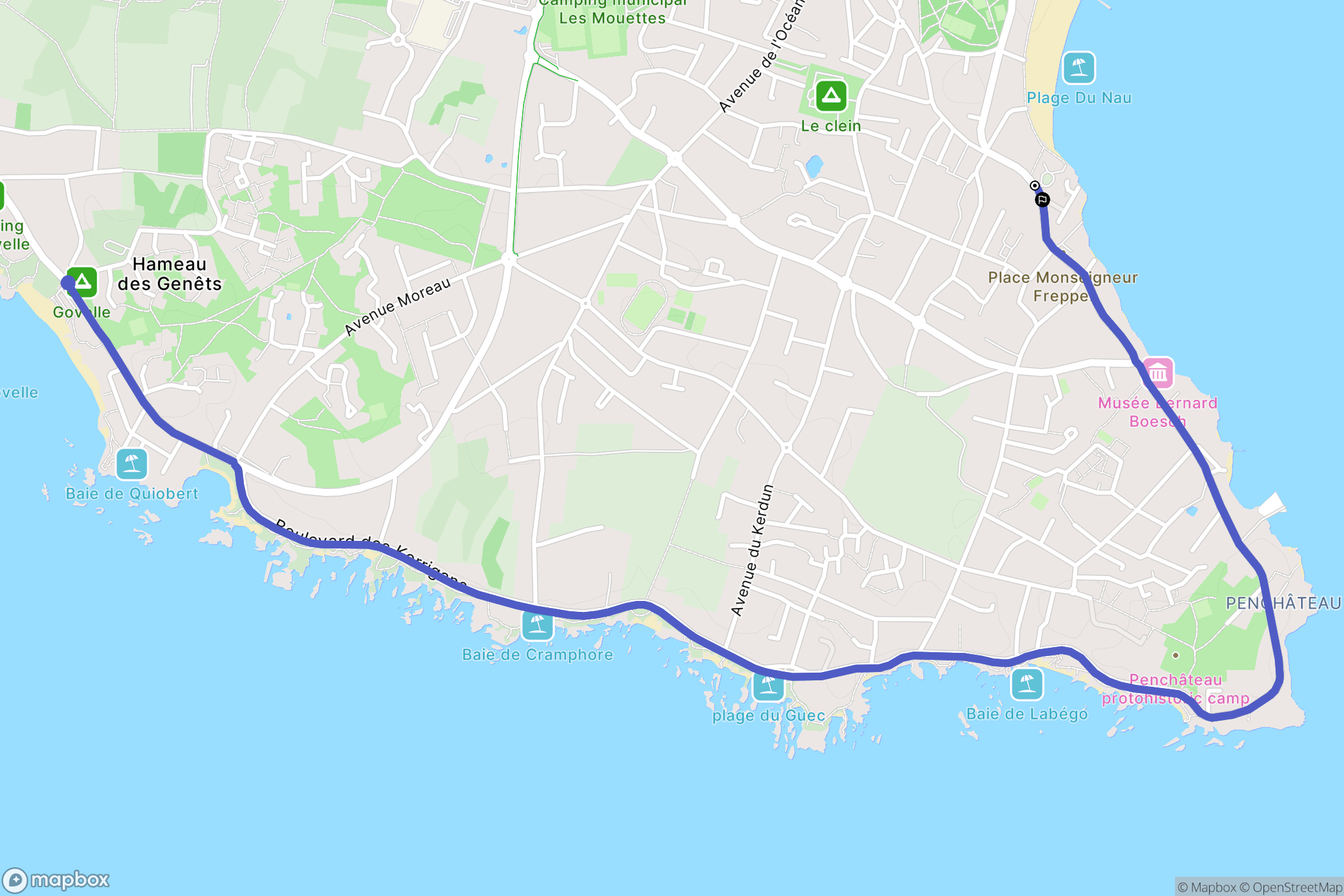 Le Pouliguen : carte du parcours de randonnée - France
