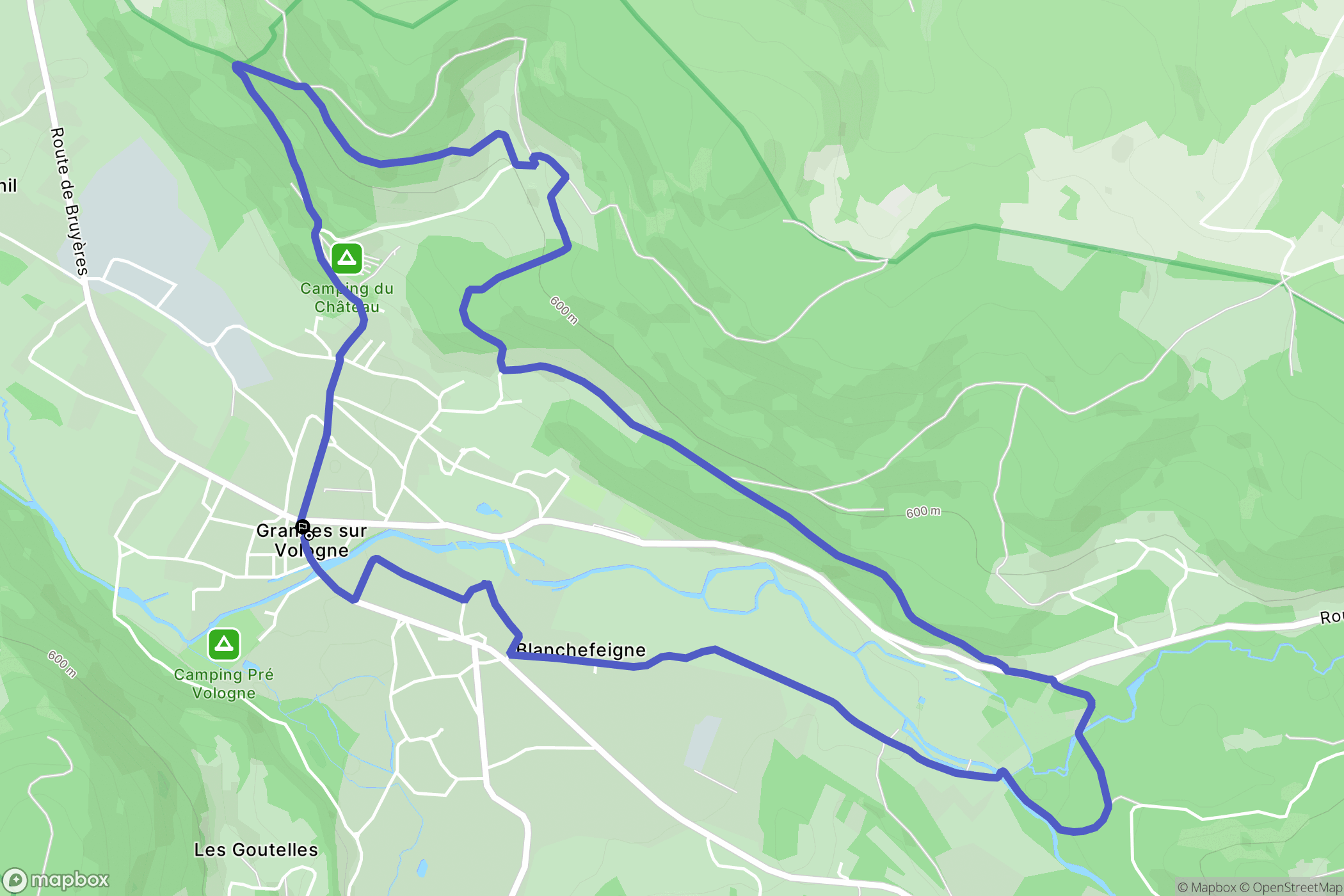 Granges-Aumontzey : carte du parcours de randonnée - France