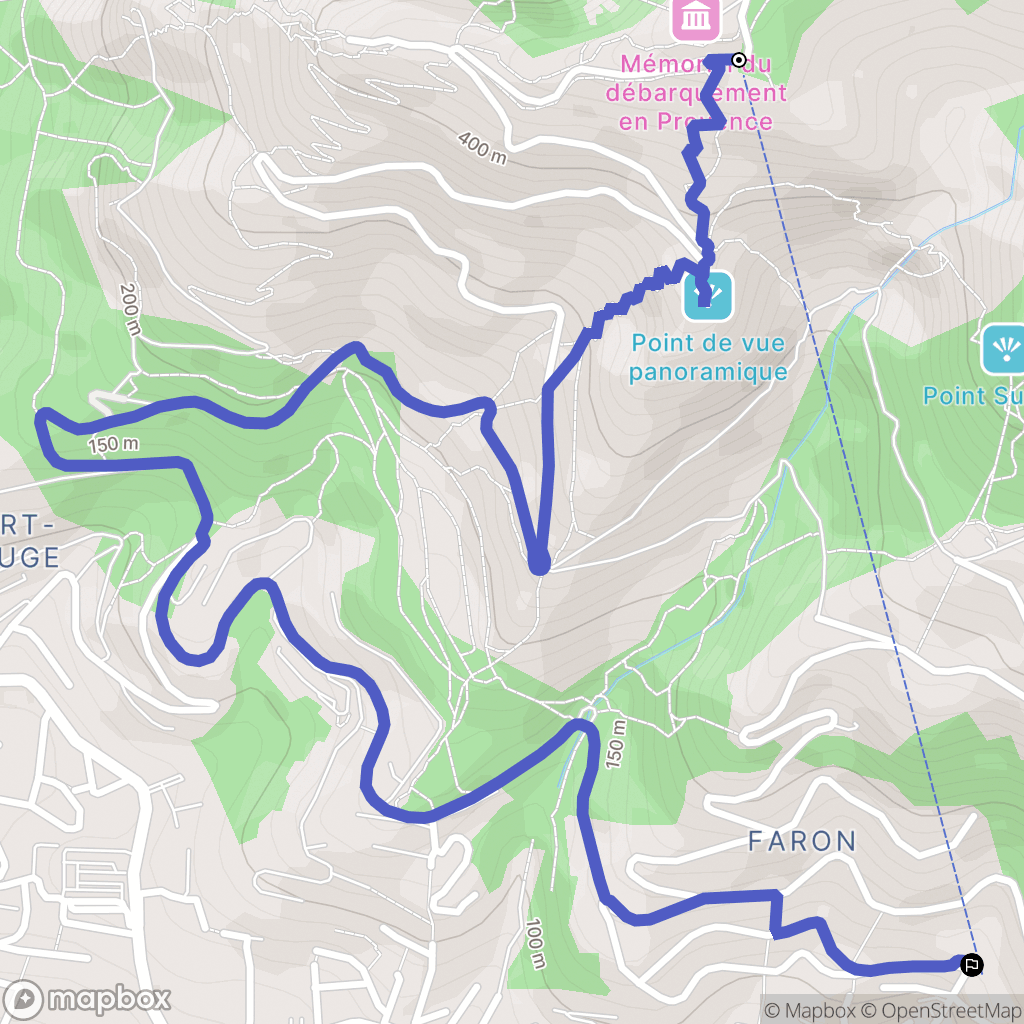Toulon : carte du parcours de randonnée - France