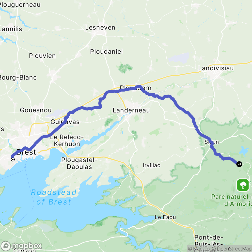 Brest : carte du parcours de randonnée - France