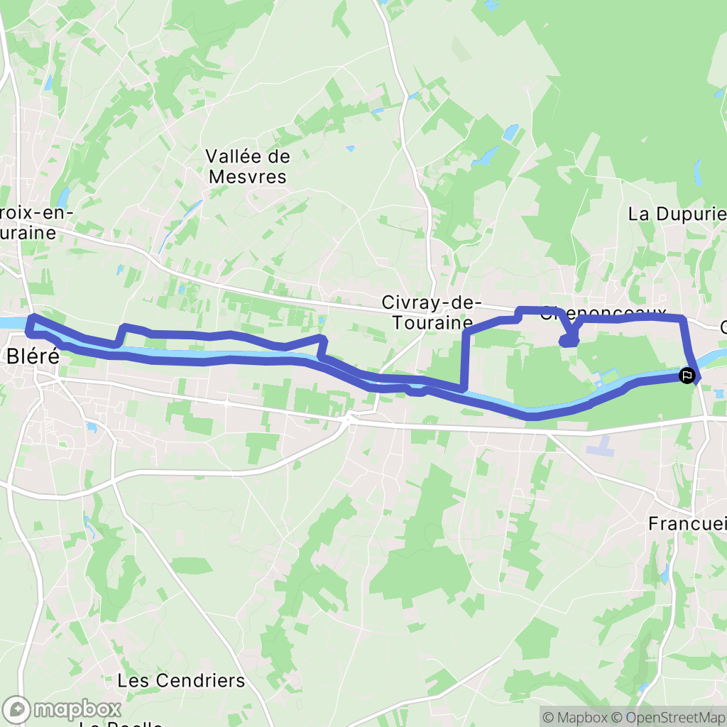 Francueil : carte du parcours de randonnée - France