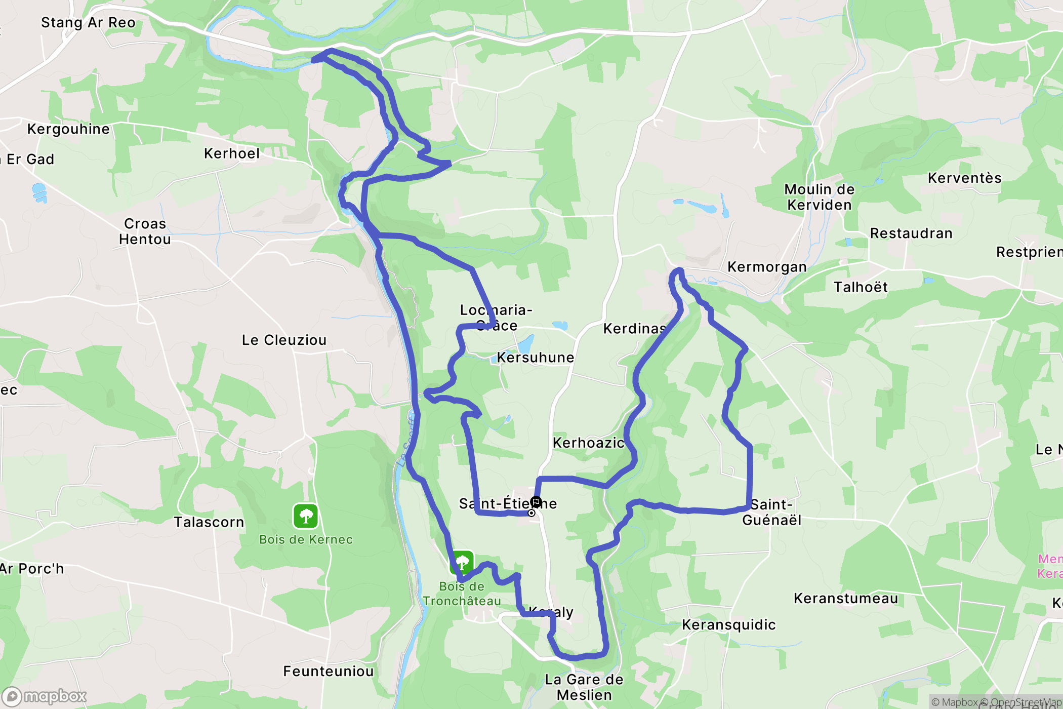 Cléguer : carte du parcours de randonnée - France