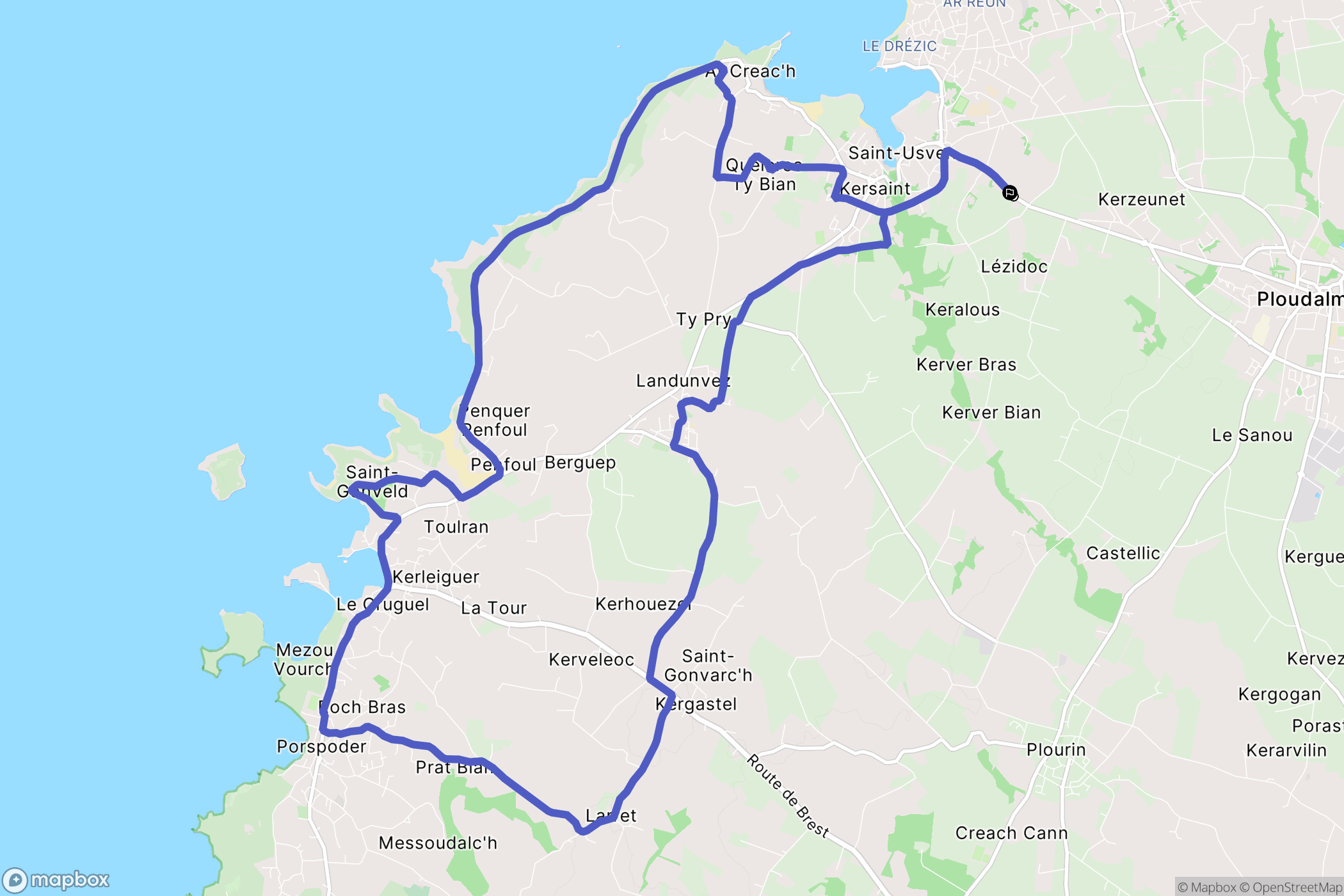 Ploudalmézeau : carte du parcours de randonnée - France