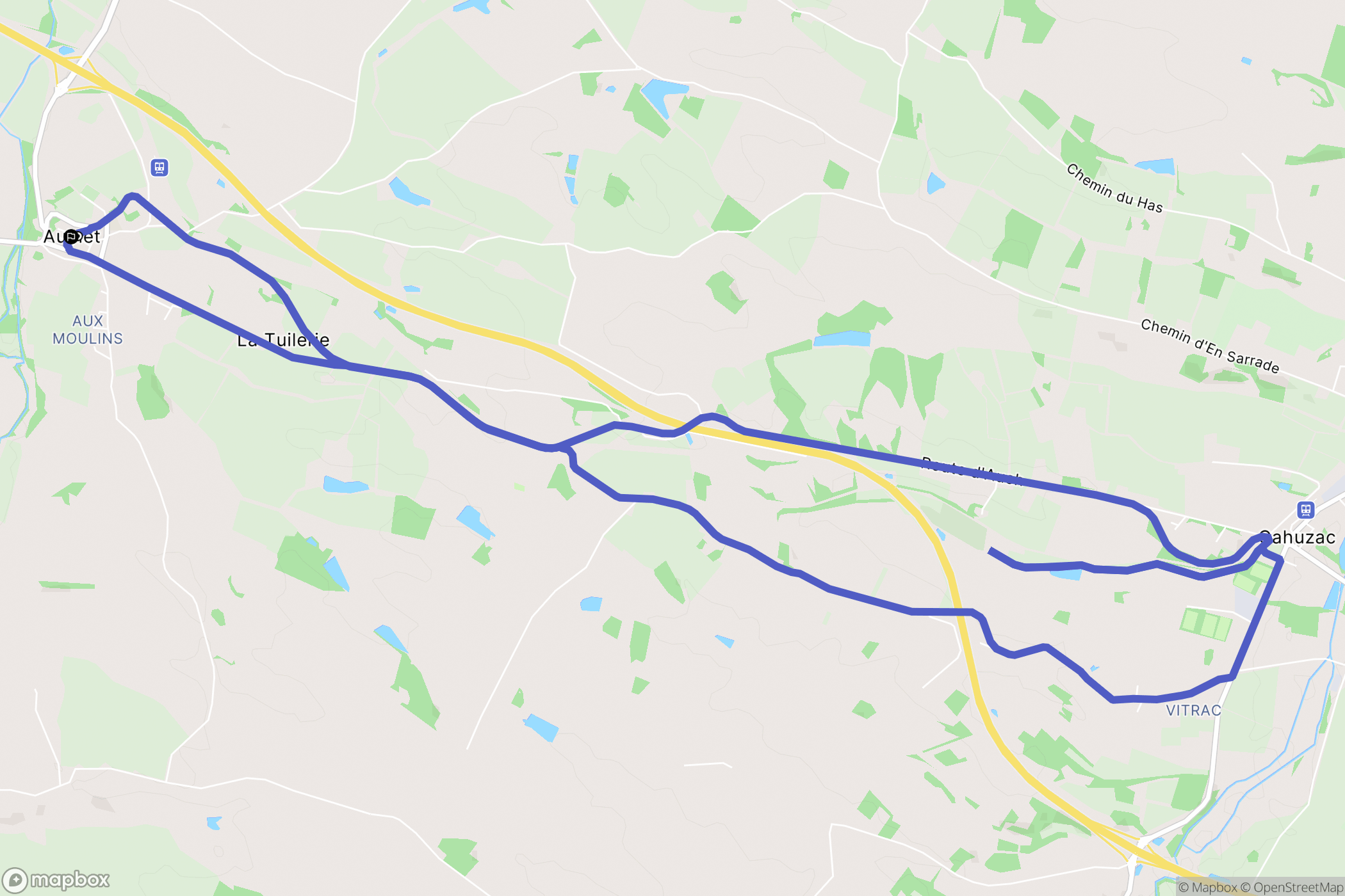 Aubiet : carte du parcours de randonnée - France