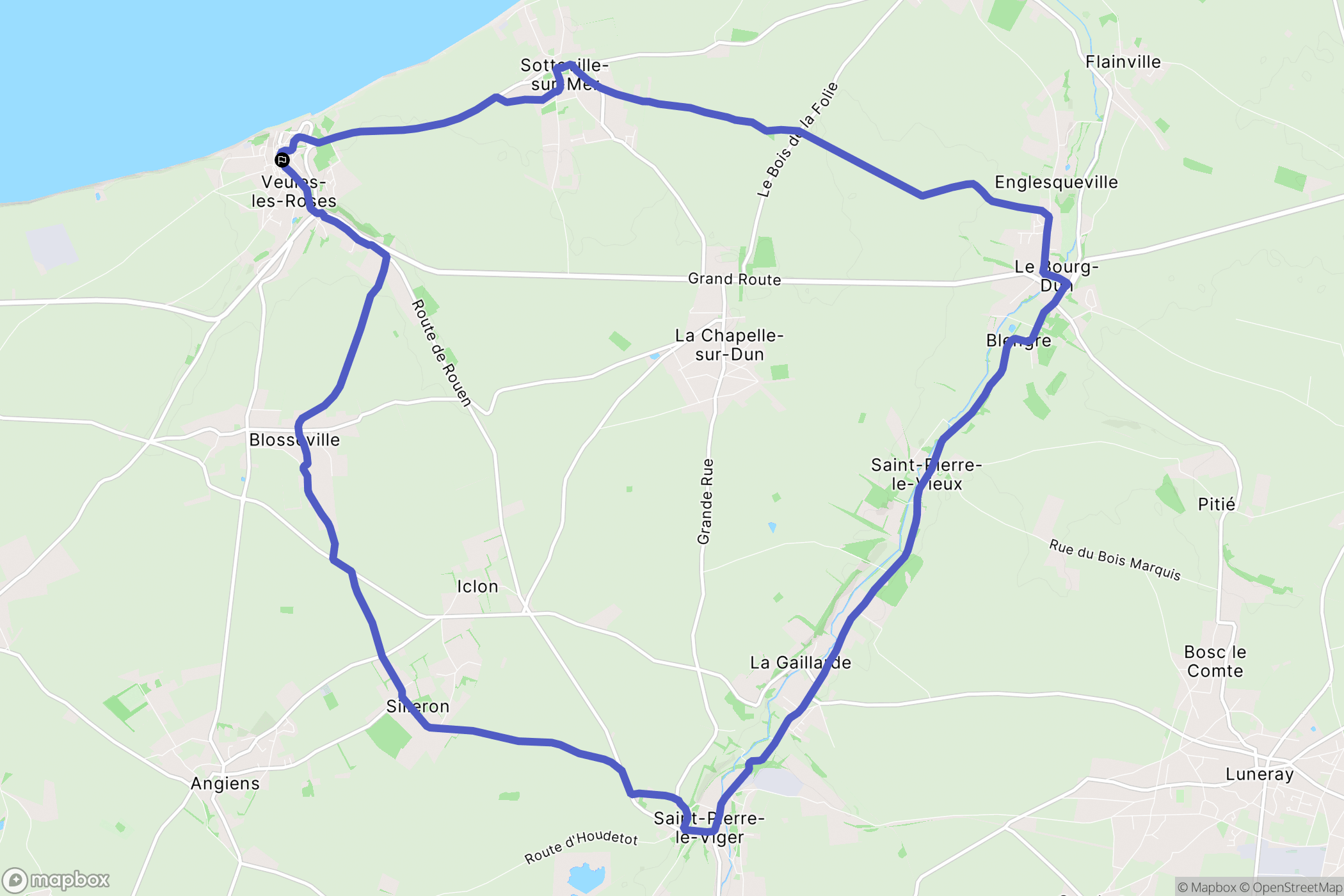 Veules-les-Roses : carte du parcours de randonnée - France