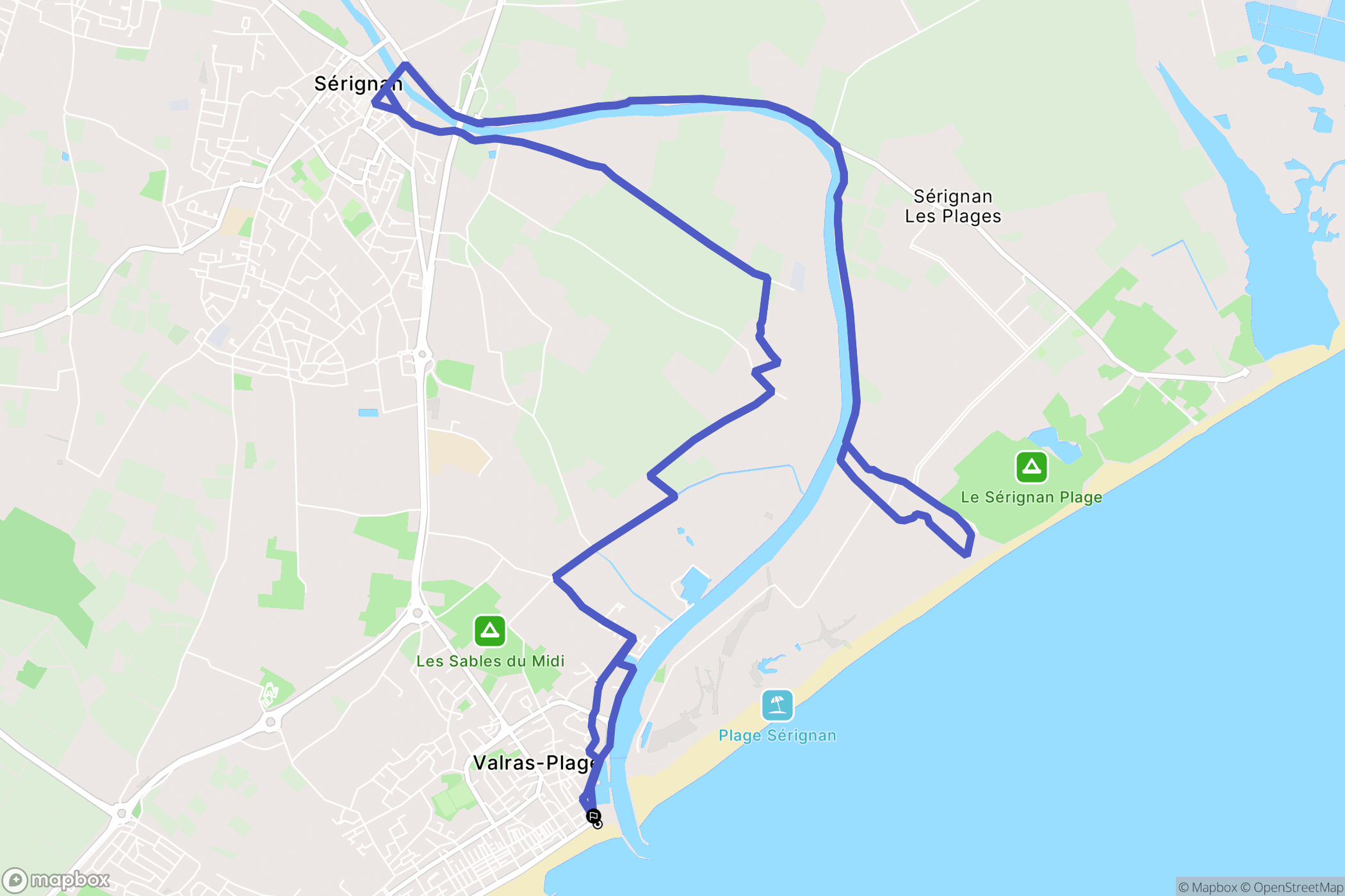 Valras-Plage : carte du parcours de randonnée - France