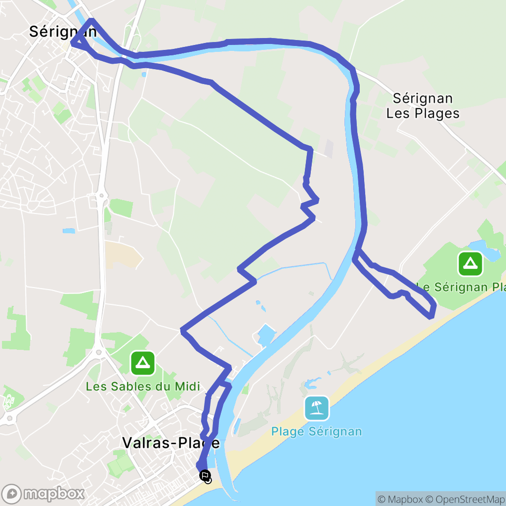 Valras-Plage : carte du parcours de randonnée - France