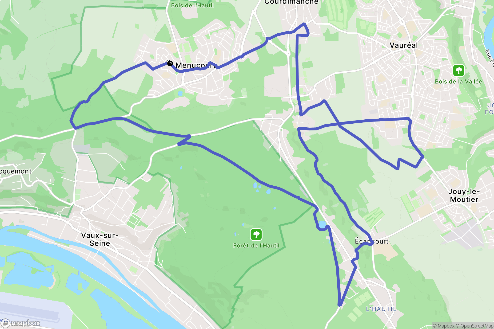 Menucourt : carte du parcours de randonnée - France