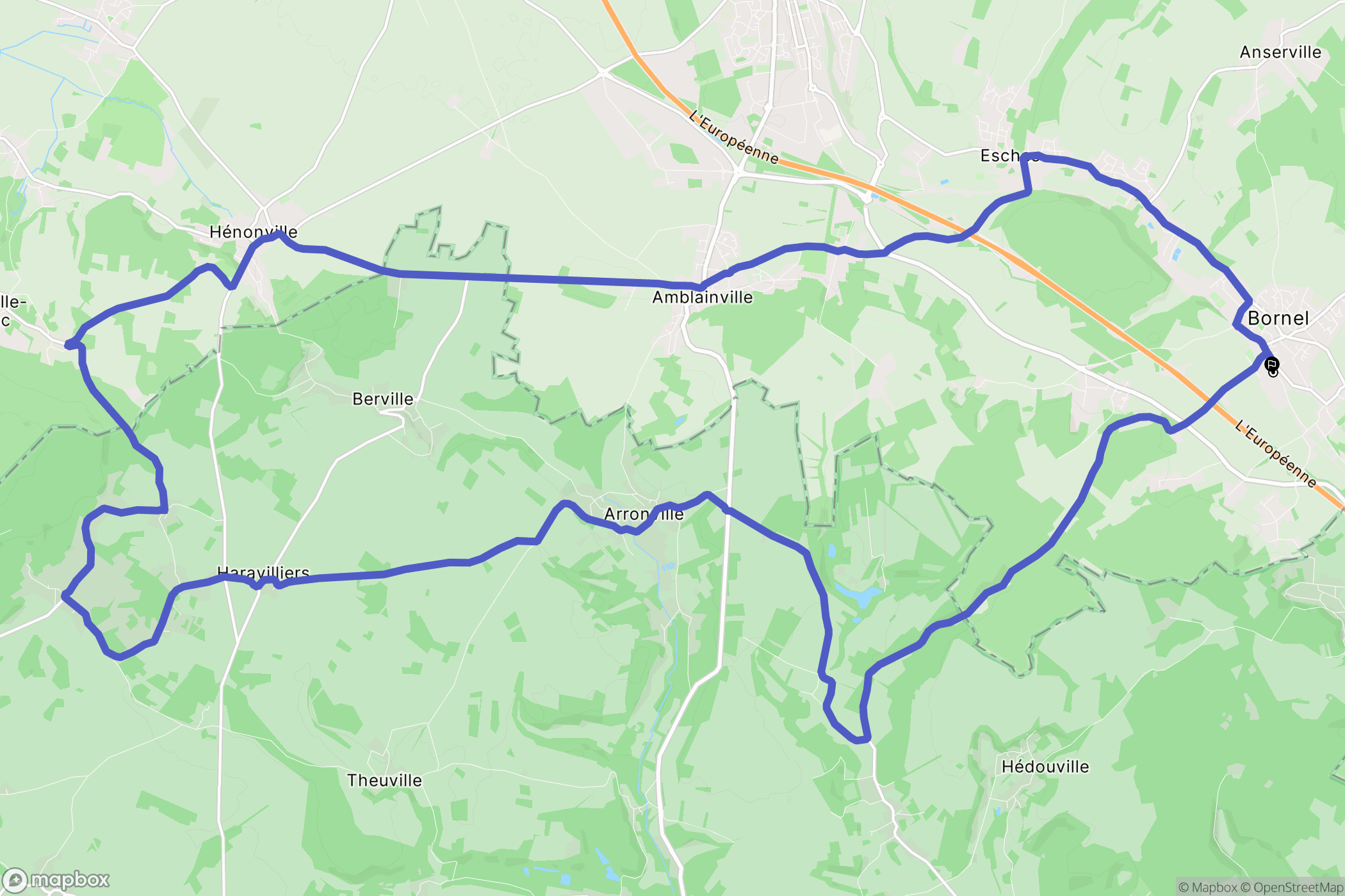 Bornel : carte du parcours de randonnée - France