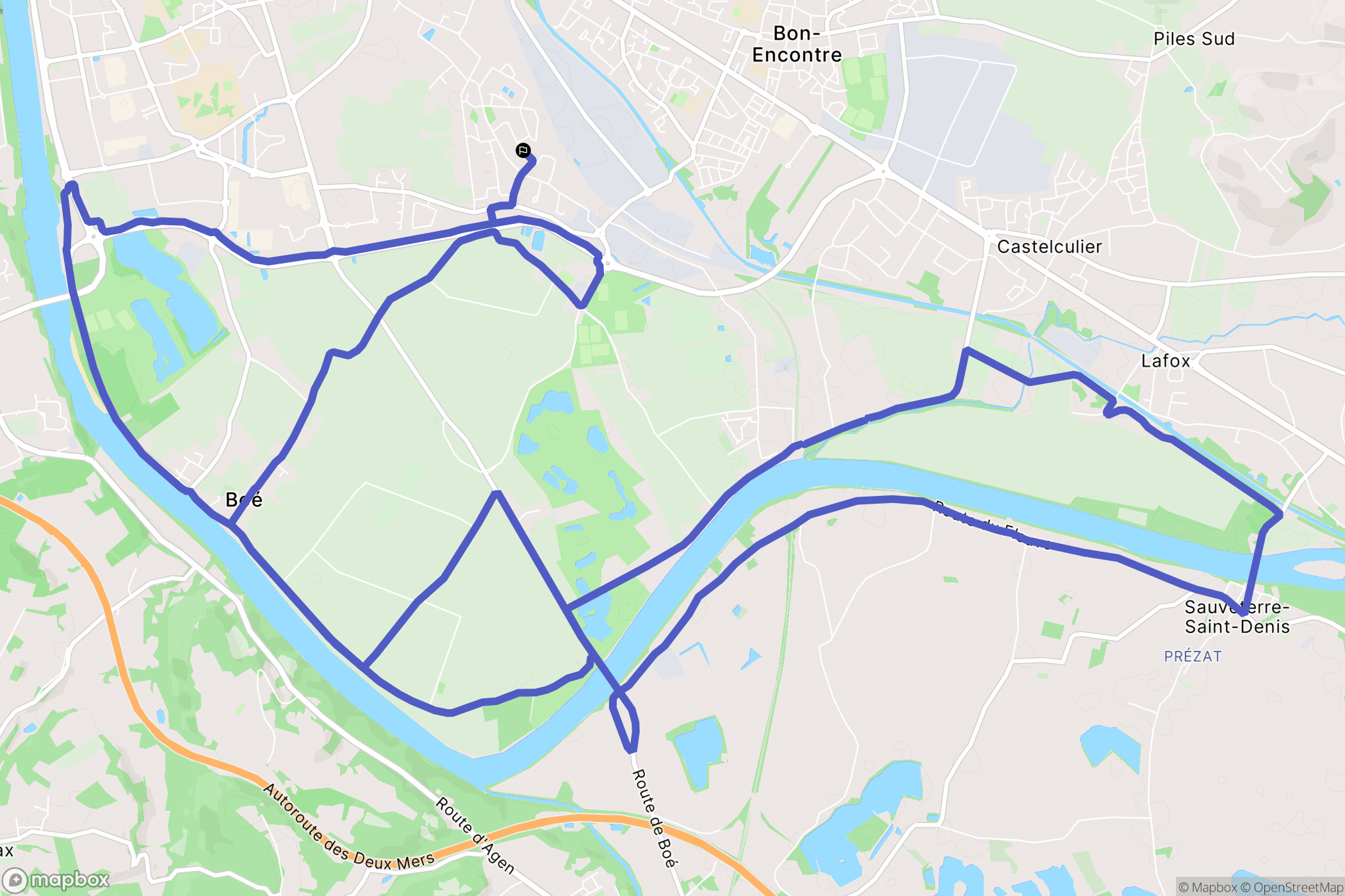 Boé : carte du parcours de randonnée - France