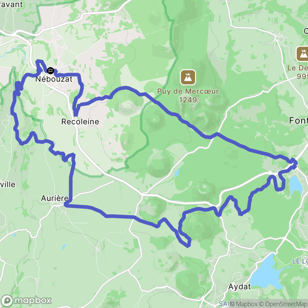 Nébouzat : carte du parcours de randonnée - France