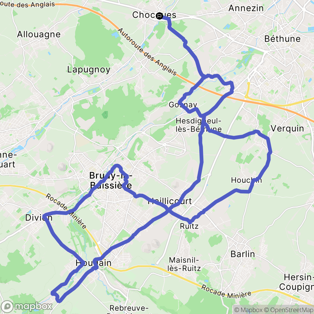 Chocques : carte du parcours de randonnée - France
