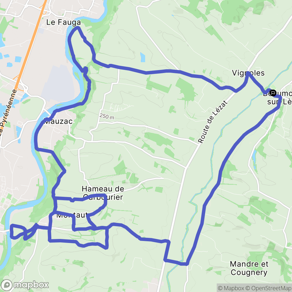 Beaumont-sur-Lèze : carte du parcours de randonnée - France