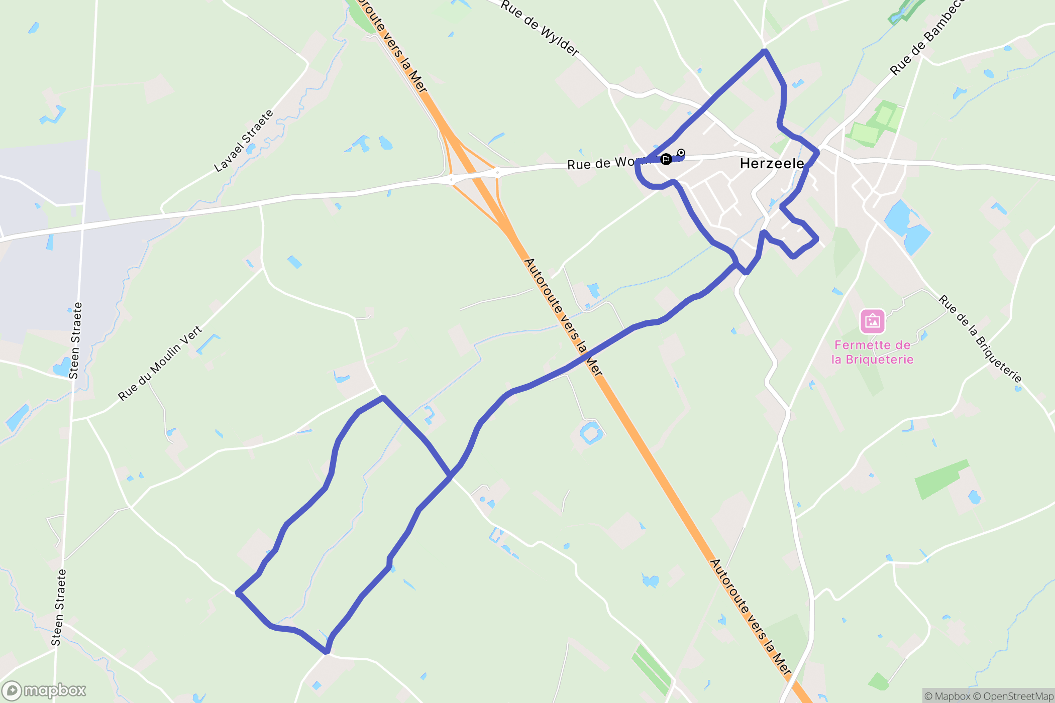 Herzeele : carte du parcours de randonnée - France