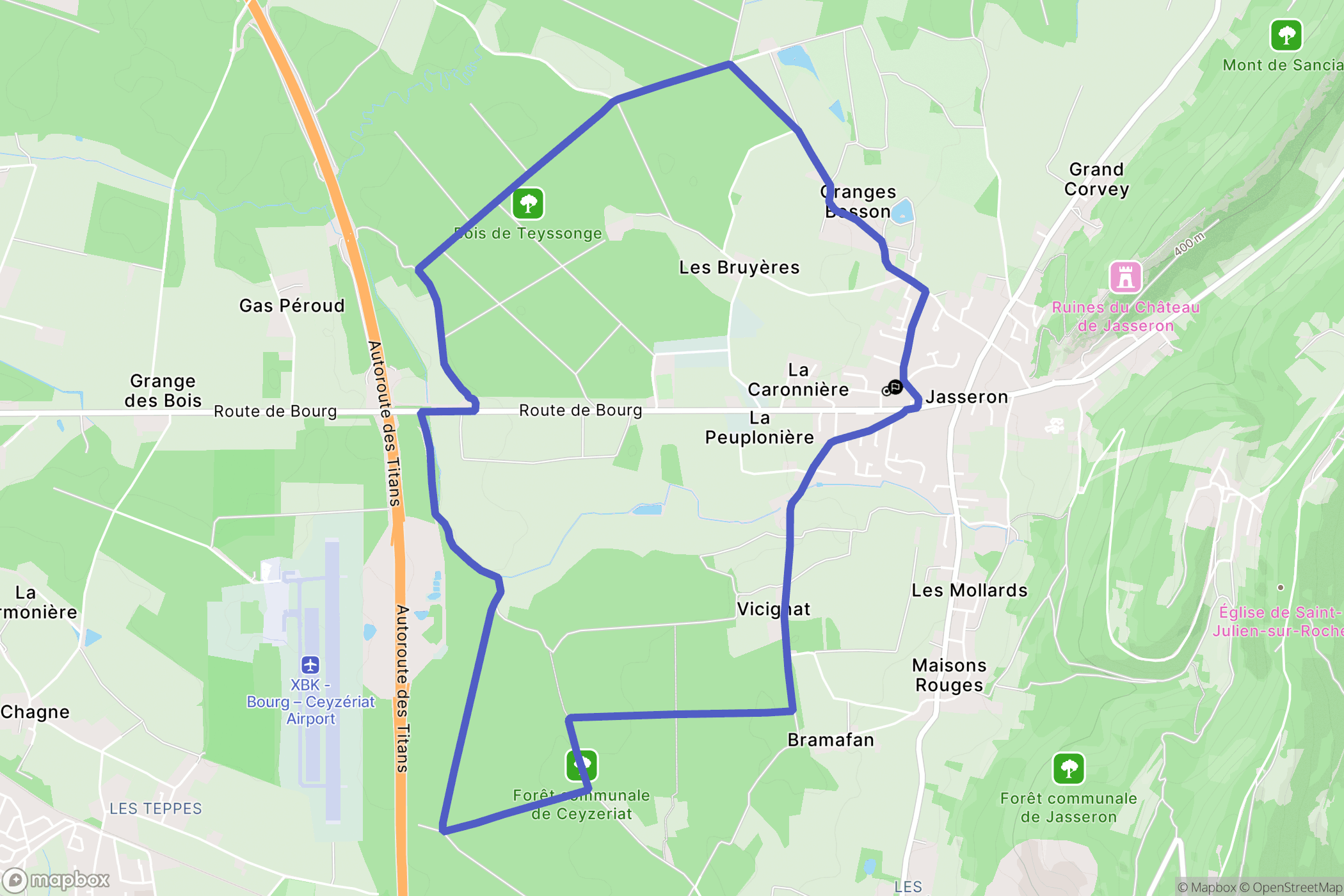 Jasseron : carte du parcours de randonnée - France