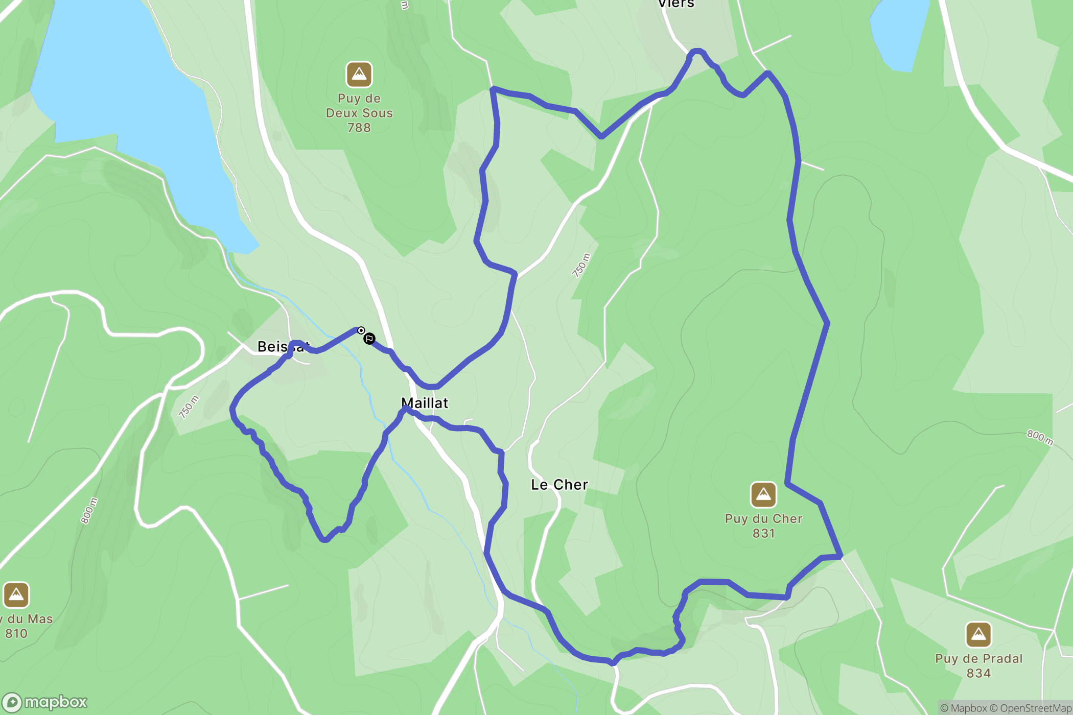 Beissat : carte du parcours de randonnée - France