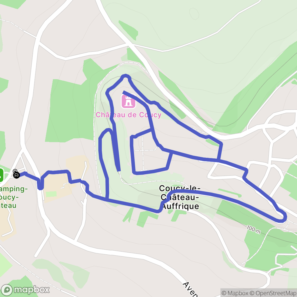Coucy-le-Château-Auffrique : carte du parcours de randonnée - France