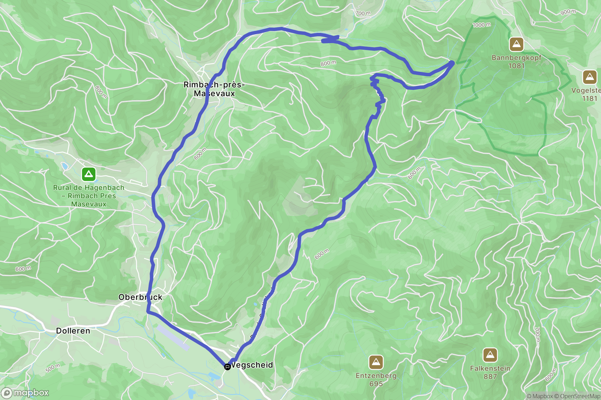 Wegscheid : carte du parcours de randonnée - France