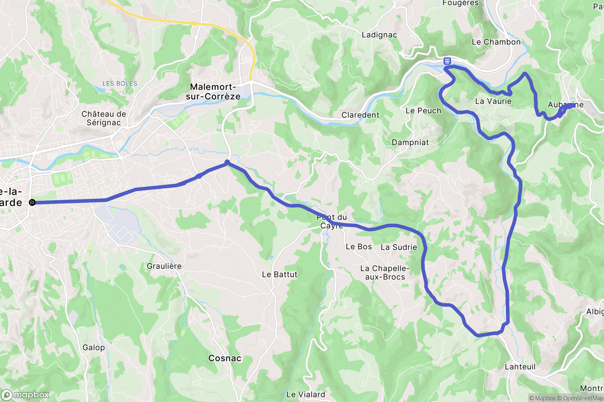 Brive-la-Gaillarde : carte du parcours de randonnée - France