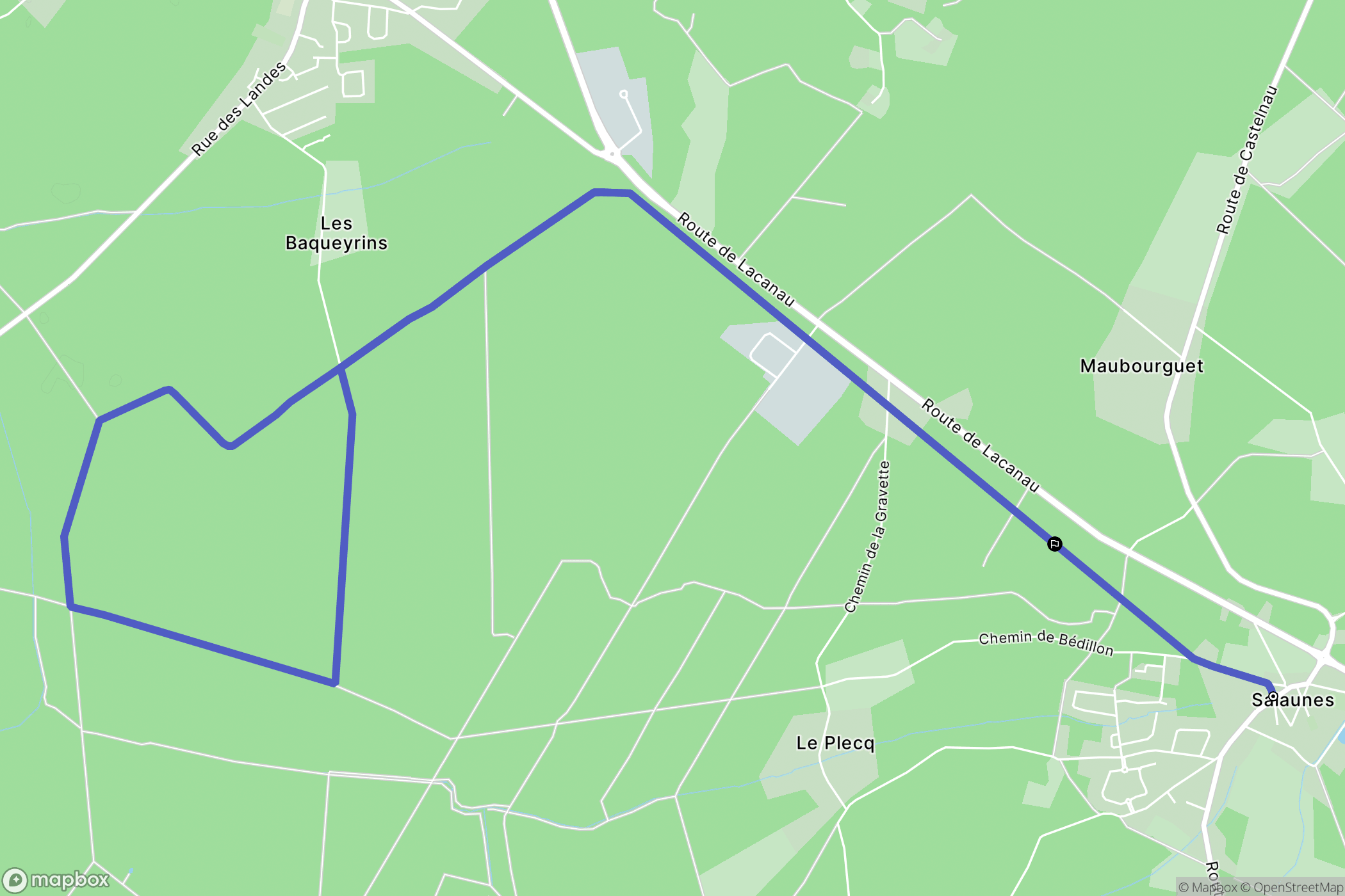 Salaunes : carte du parcours de randonnée - France