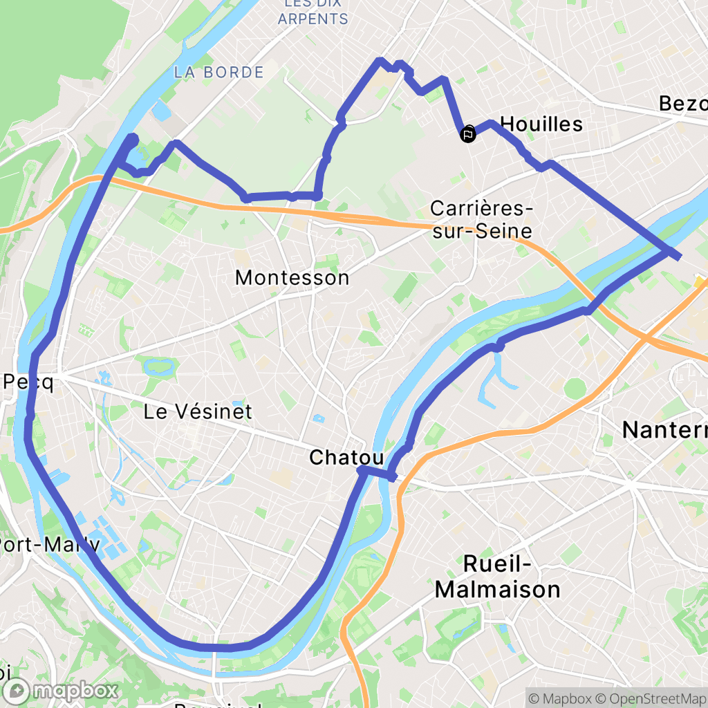 Houilles : carte du parcours de randonnée - France