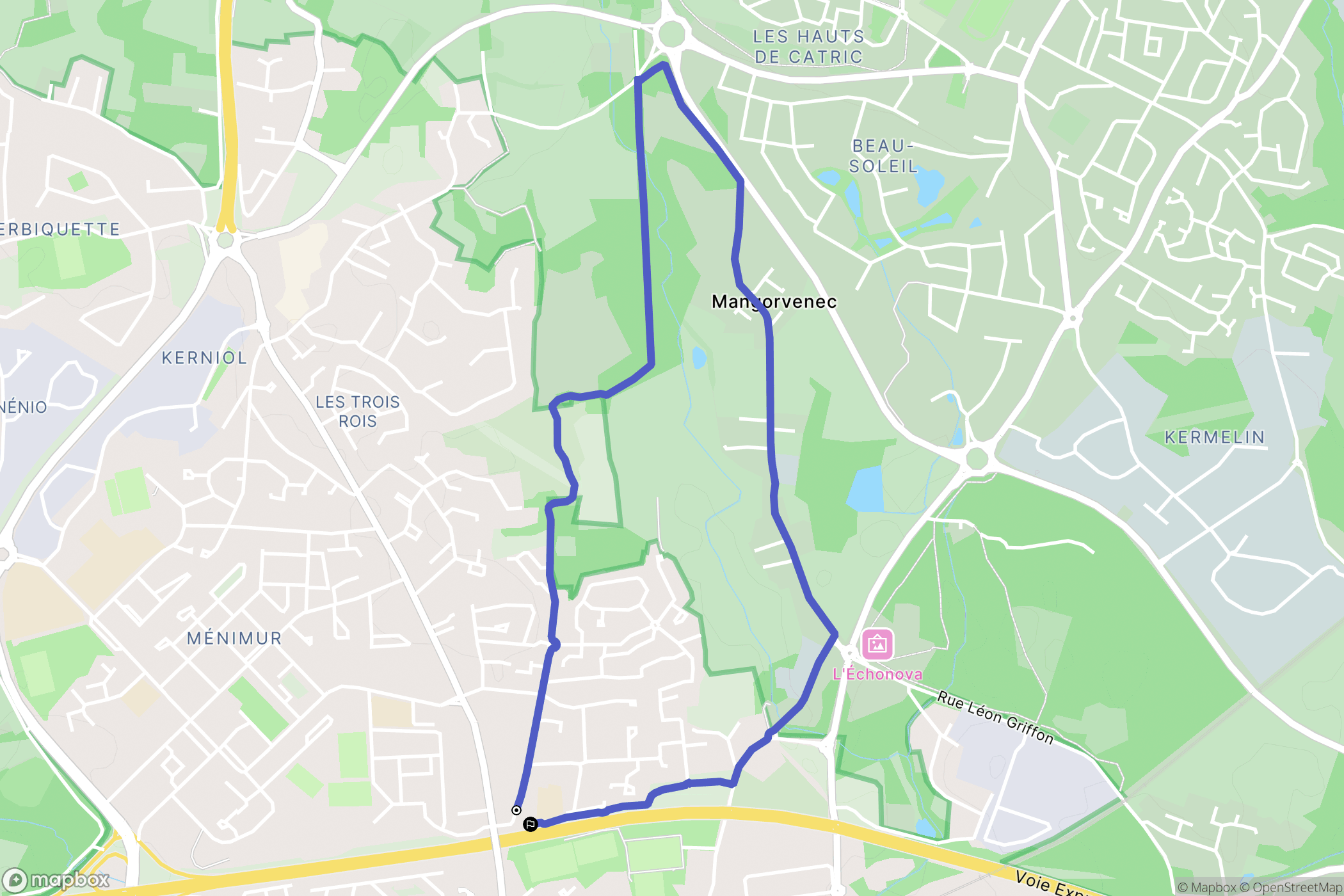 Vannes : carte du parcours de randonnée - France